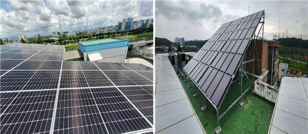 인천시가 올해 122억을 투입하는 '2024년도 신재생에너지 보급 사업계획'을 수립했다. (좌)계양구에 설치된 태양광 발전시설(우)인천 제2시립노인치매요양병원)[사진=인천시]